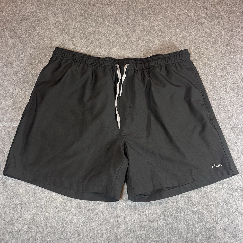 HUK Pursuit Volley Swim Shorts Black Mesh Lined Men's Size XXL 2XL